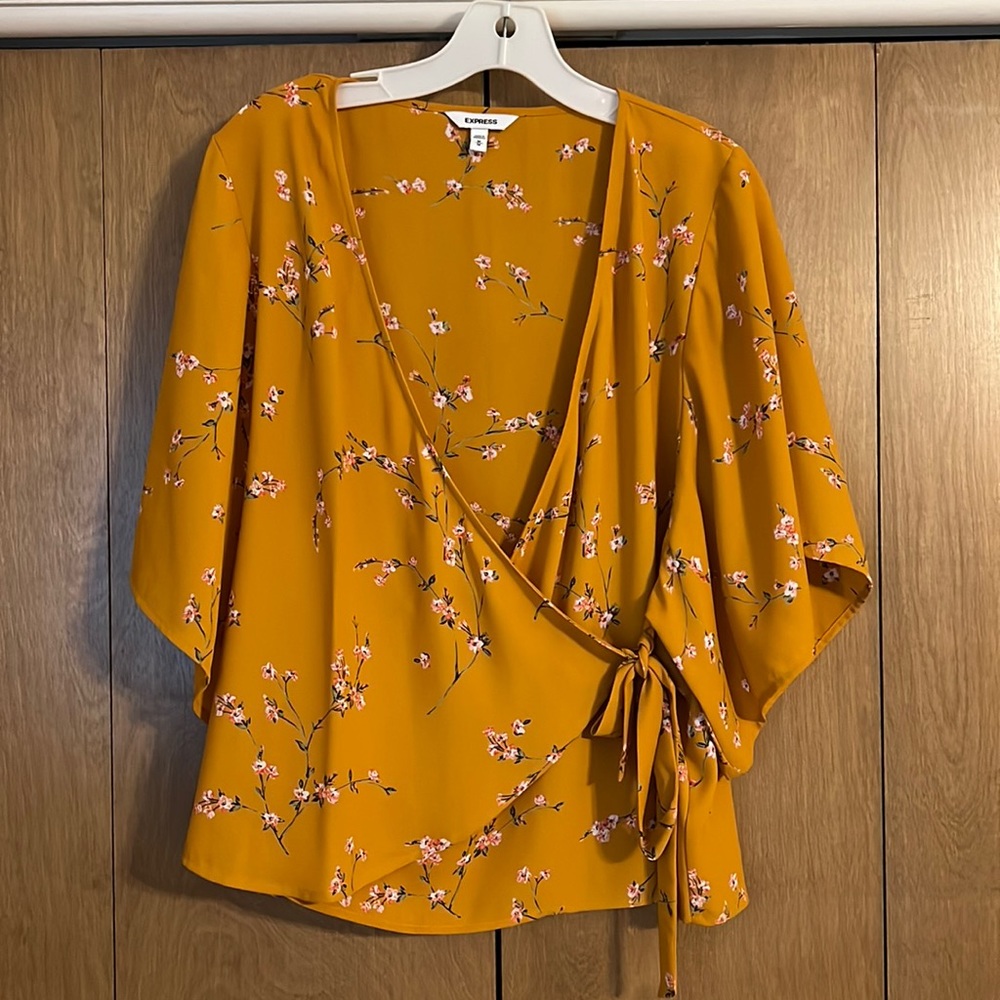 Express Floral Wrap Blouse